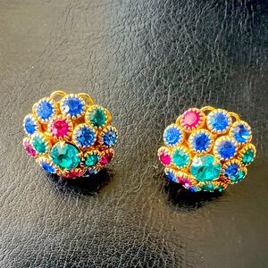 Gorgeous Liz Palacios, individually set multicolored Swarovski stones, pierced.